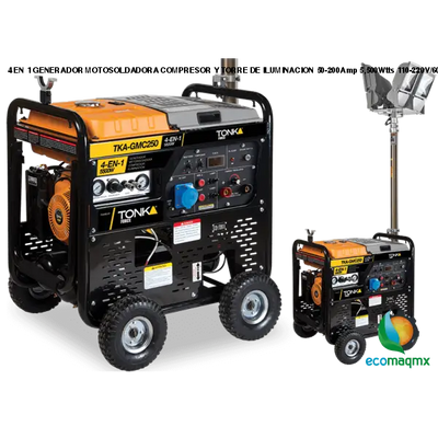 4 EN 1 GENERADOR MOTOSOLDADORA COMPRESOR Y TORRE DE