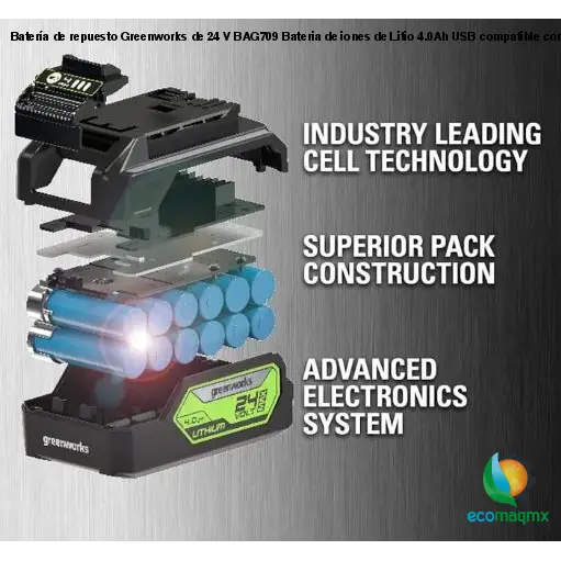 Batería de repuesto Greenworks de 24 V BAG709 Bateria de