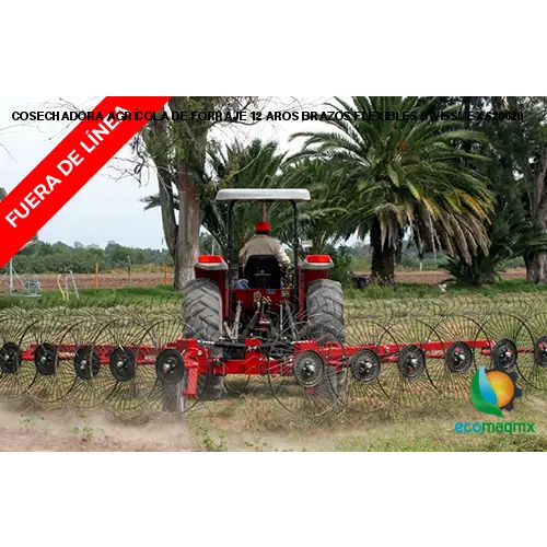 COSECHADORA AGRÍCOLA DE FORRAJE 12 AROS BRAZOS FLEXIBLES