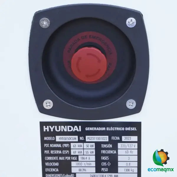 Generador Estacionario Hyundai 50kw / 63kva motor Cummins