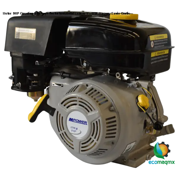 Motor 9HP Gasolina 4 tiempos flecha horizontal cuñero 1”.
