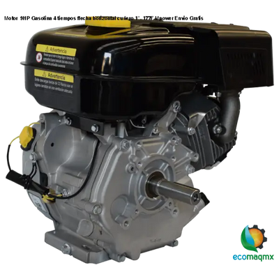Motor 9HP Gasolina 4 tiempos flecha horizontal cuñero 1”.