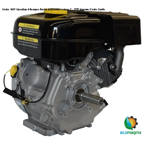 Motor 9HP Gasolina 4 tiempos flecha horizontal cuñero 1”.