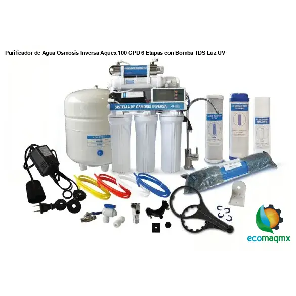 Purificador de Agua Osmosis Inversa Aquex 100 GPD 6 Etapas