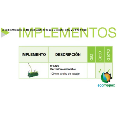 arredora Orientable de 100 cm de Ancho Grillo para Motocultor G85D y G107D 9F5422