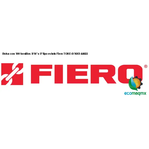 Bolsa con 100 tornillos 3/16’ x 3’ tipo estufa Fiero