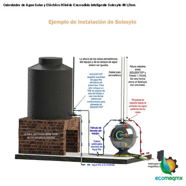 Calentador de Agua Solar y Eléctrico Hibrido Encendido