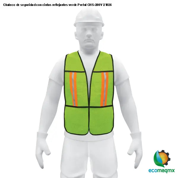 Chaleco de seguridad con cintas reflejantes verde Pretul