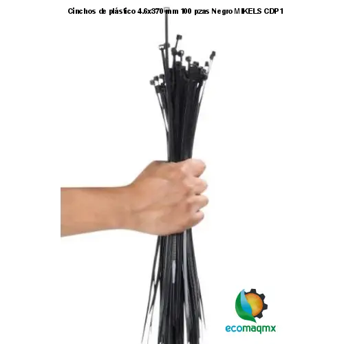 Cinchos de plástico 4.6x370 mm 100 pzas Negro MIKELS