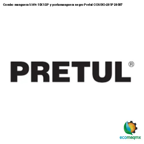 Combo manguera MAN-15X1/2P y portamanguera negro Pretul