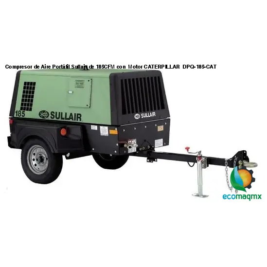 Compresor de Aire Portátil Sullair de 185CFM con Motor