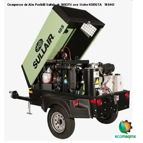 Compresor de Aire Portátil Sullair de 185CFM con Motor