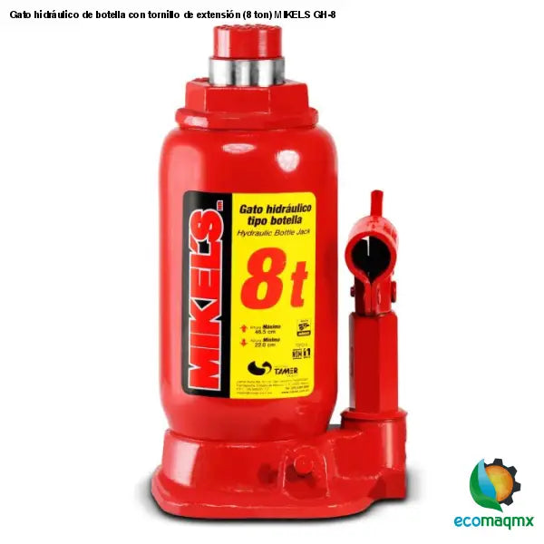 Gato hidráulico de botella con tornillo de extensión (8 ton)