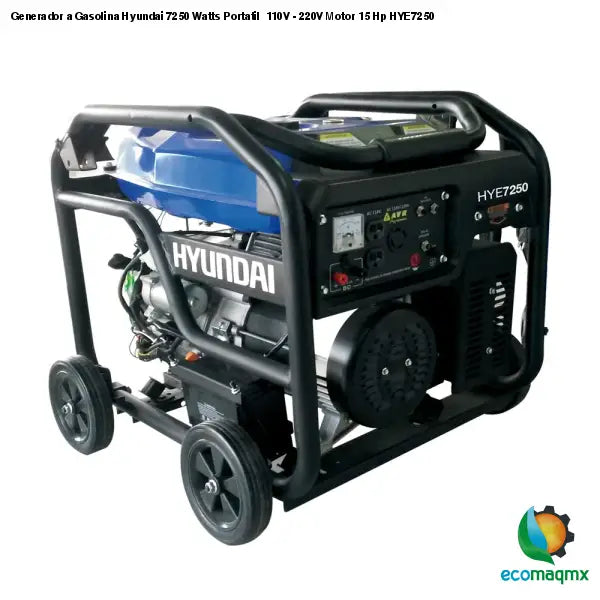 Generador a Gasolina Hyundai 7250 Watts Portatil 110V - 220V