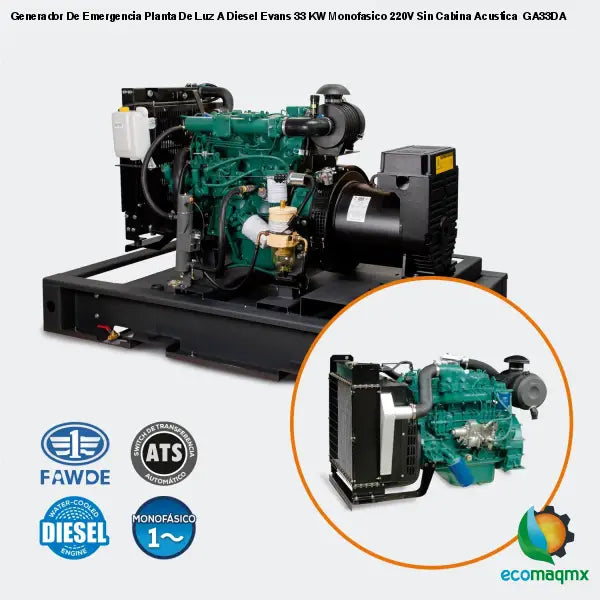 Generador De Emergencia Planta De Luz A Diesel Evans 33 KW