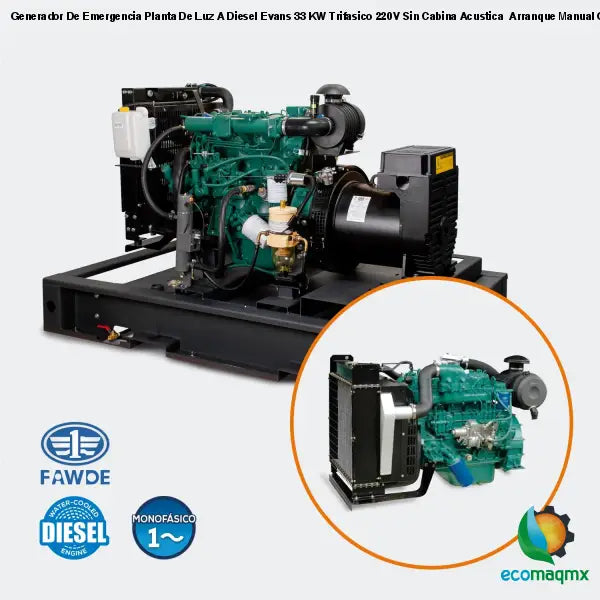 Generador De Emergencia Planta De Luz A Diesel Evans 33 KW