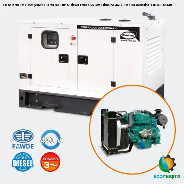 Generador De Emergencia Planta De Luz A Diesel Evans 55 KW