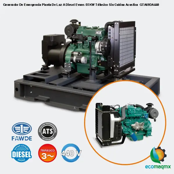 Generador De Emergencia Planta De Luz A Diesel Evans 55 KW