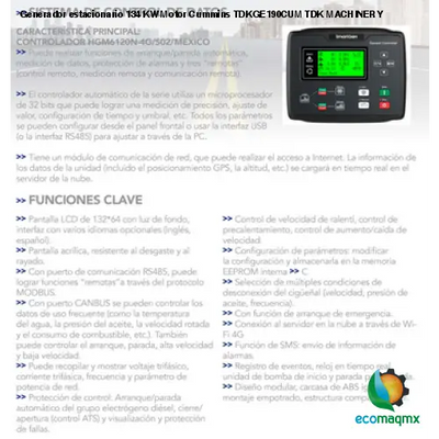 Generador estacionario 134 KW Motor Cummins TDKGE190CUM TDK MACHINERY