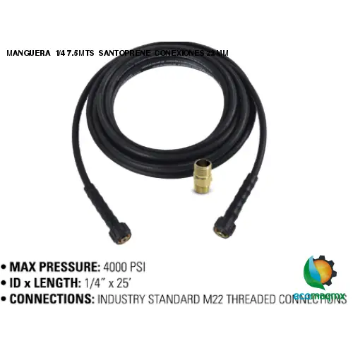 MANGUERA 1/4 7.5 MTS SANTOPRENE CONEXIONES 22 MM
