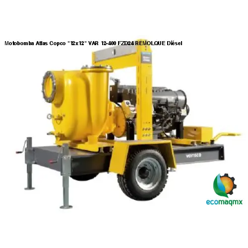 Motobomba Atlas Copco 12x12 VAR 12-400 FZD24 REMOLQUE Diésel