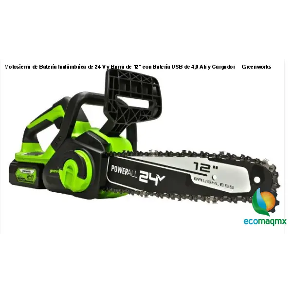 Motosierra de Batería Inalámbrica de 24 V y Barra de 12 con