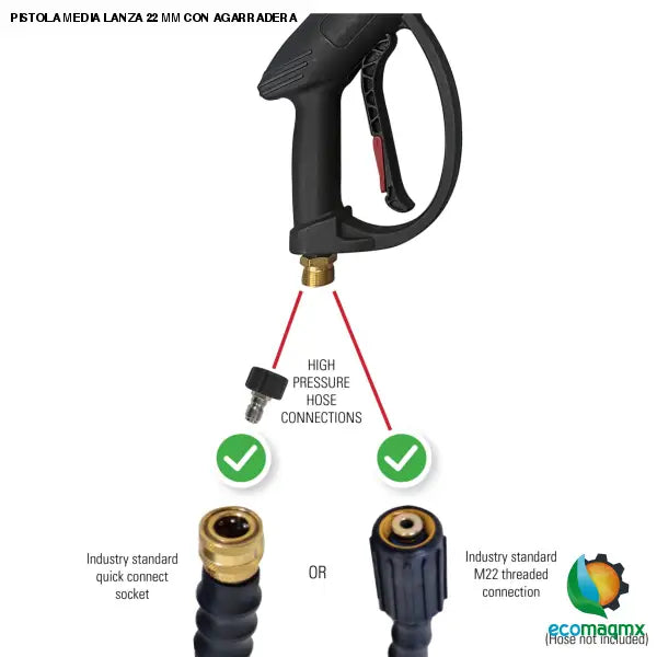 PISTOLA MEDIA LANZA 22 MM CON AGARRADERA