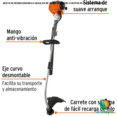 RENTA DE DESBROZADORA A GASOLINA DE 52CC 2 HP MOTOR 2