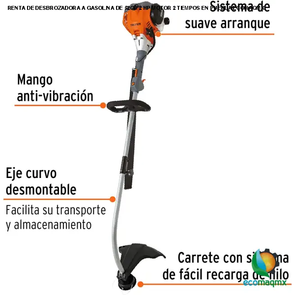 RENTA DE DESBROZADORA A GASOLINA DE 52CC 2 HP MOTOR 2