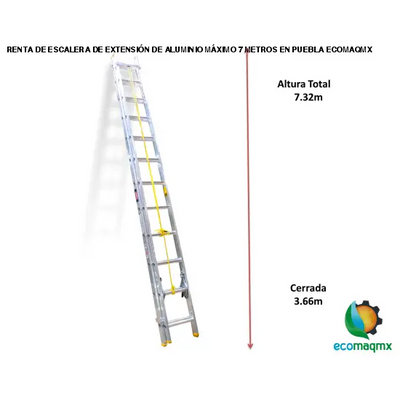 RENTA DE ESCALERA DE EXTENSIÓN DE ALUMINIO MÁXIMO 7 METROS