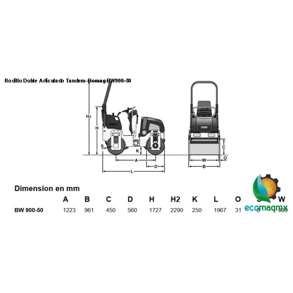 Rodillo Doble Articulado Tandem Bomag BW900-50
