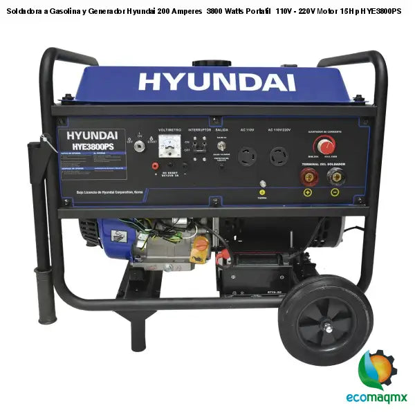 Soldadora a Gasolina y Generador Hyundai 200 Amperes 3800