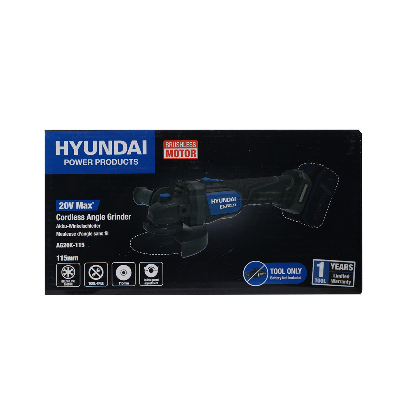 Esmeriladora Angular Brushless 4 1/2″ Inalámbrica Li-Ion 20v – AG20X-115