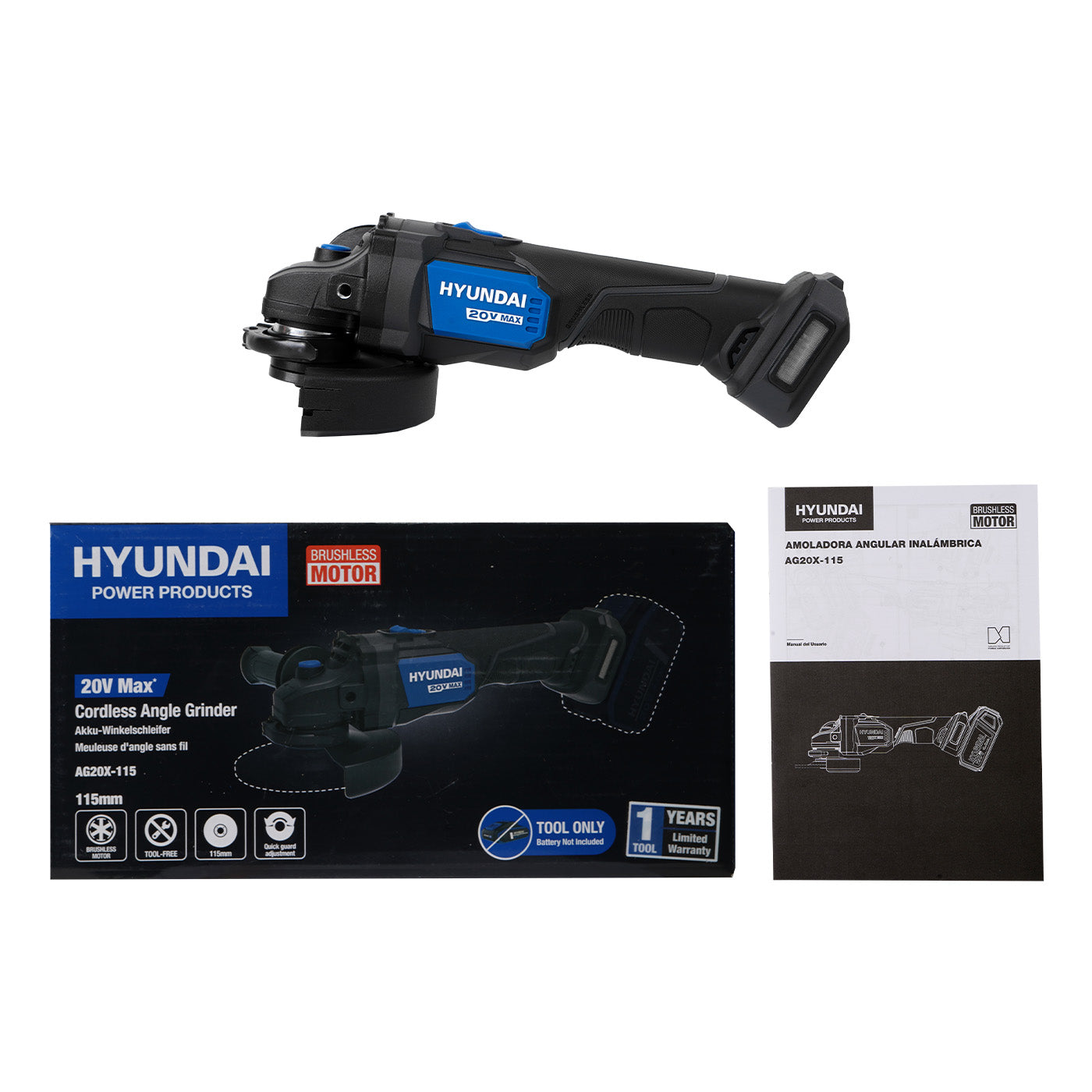 Esmeriladora Angular Brushless 4 1/2″ Inalámbrica Li-Ion 20v – AG20X-115