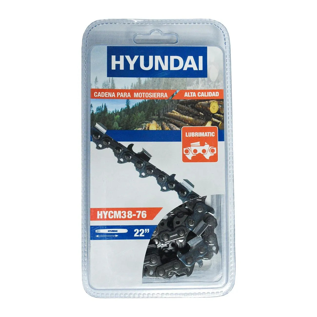 CADENA EN BLISTER 22" 3/8" STD. 38 DIENTES 76 ESLABONES PARA HYUNDAI TECHNO700/TURBO860 - HYCM38-76