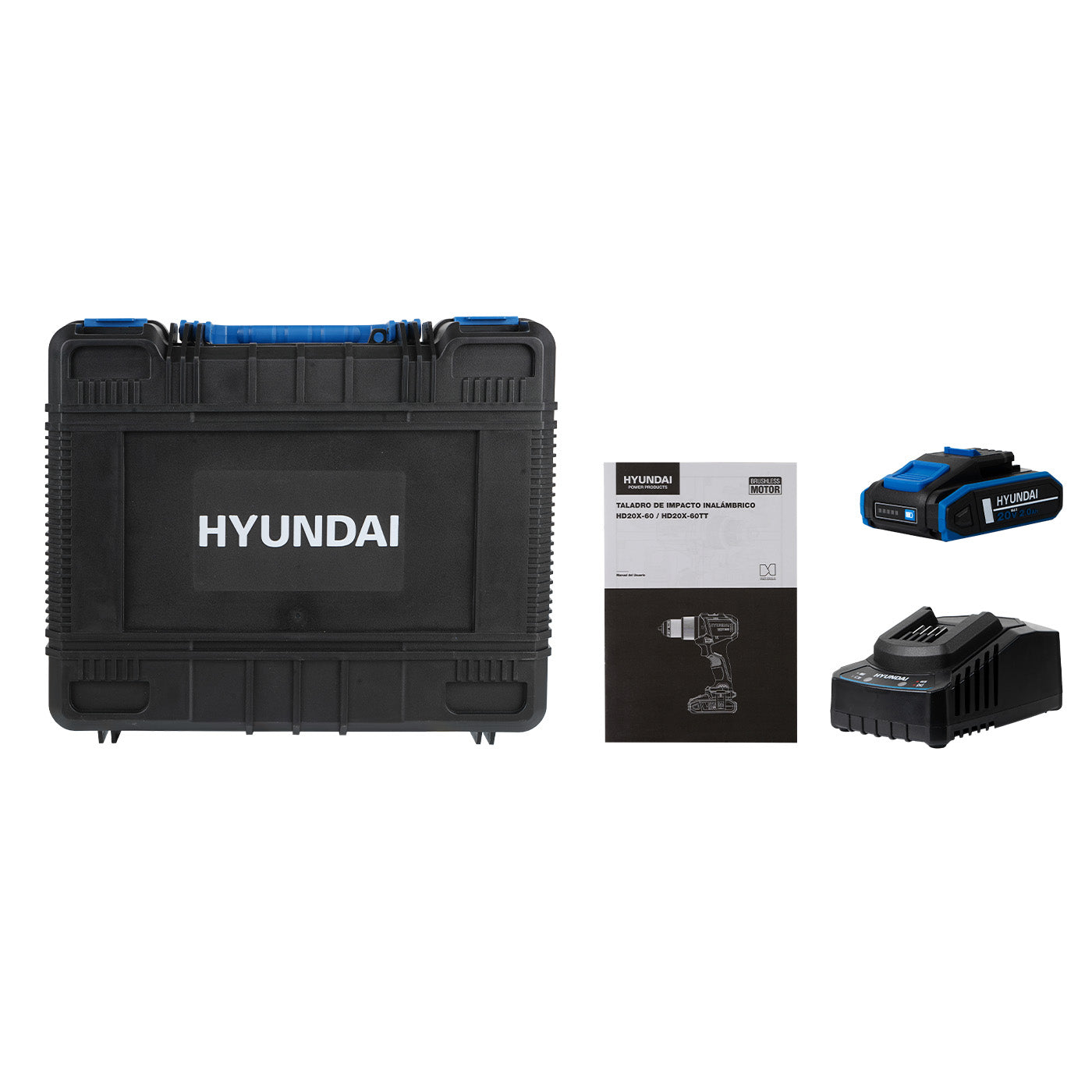 Taladro De Impacto Brushless 1/2″ Hyundai Con Batería Li-Ion 20v/Cargador – HD20X-60TT