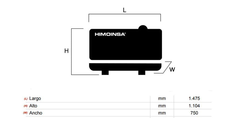 MEDIDAD DEL GENERADOR HIMOINSA MODELO:HYW-14 T6