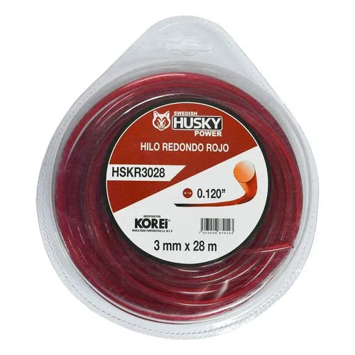 HILO REDONDO ROJO PARA DESBROZADORA  3 MM (0.095") 28M - HSKR3028