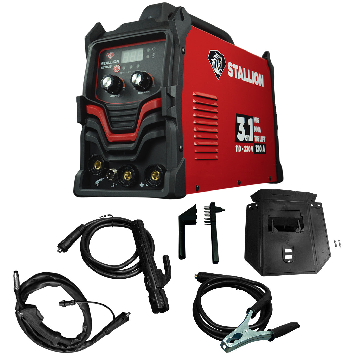 Soldadora Inverter Profesional Stallion 3 En 1 (Mig Sin Gas/Mma/Tig Lift) 110v/220v 120A – Stm135