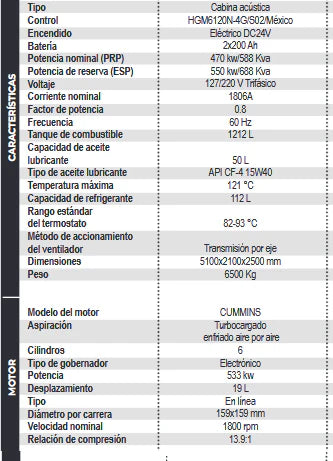 Generador Estacionario Planta de Emergencia 470 kW / 588