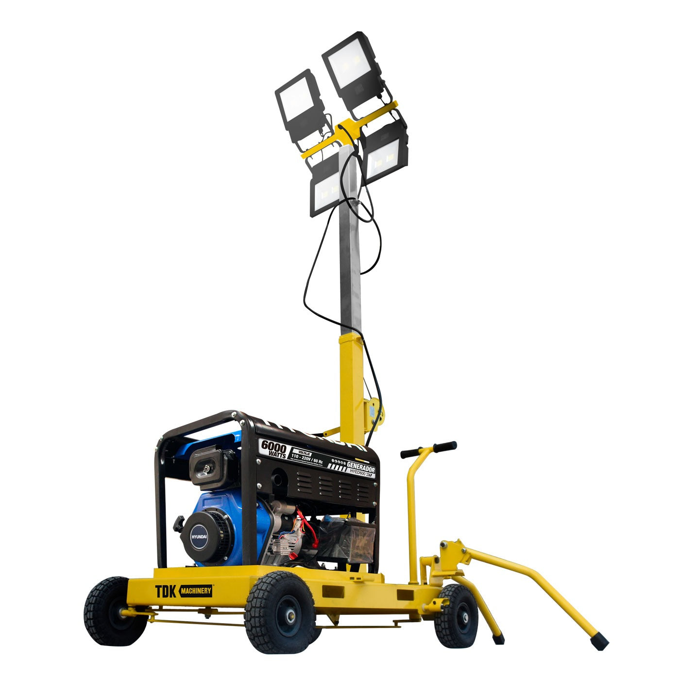 Torre De Luz TDK 4 Lamparas 100W Con Generador HYED600XT a Diesel   TDKTL6100D