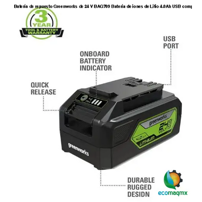 Batería de repuesto Greenworks de 24 V BAG709 Bateria de