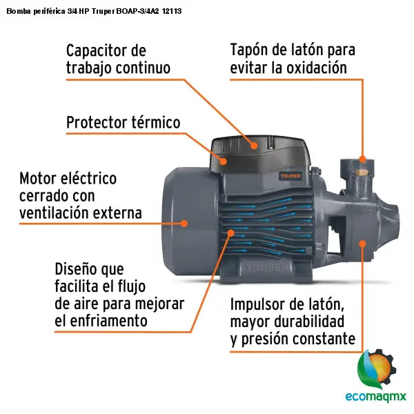 Bomba periférica 3/4 HP Truper BOAP-3/4A2 12113