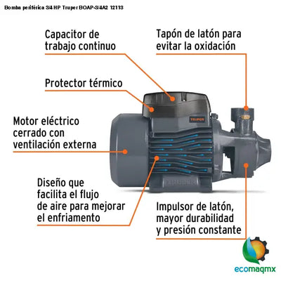 Bomba periférica 3/4 HP Truper BOAP-3/4A2 12113