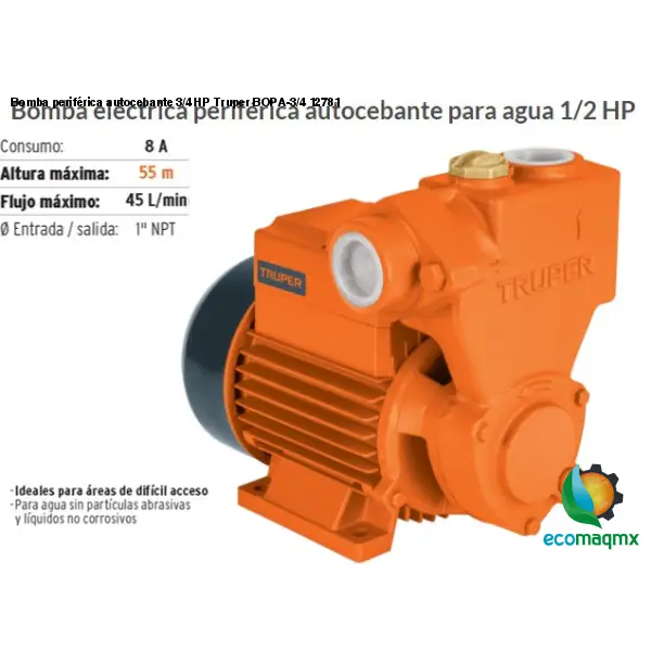 Bomba periférica autocebante 3/4 HP Truper BOPA-3/4 12781