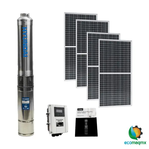 Bomba Sumergible Solar Profesional Hyundai 2 Hp Con 4