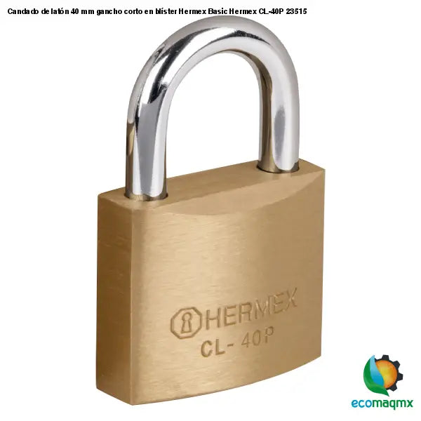 Candado de latón 40 mm gancho corto en blíster Hermex Basic