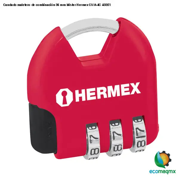 Candado maletero de combinación 36 mm blíster Hermex CMA-4C