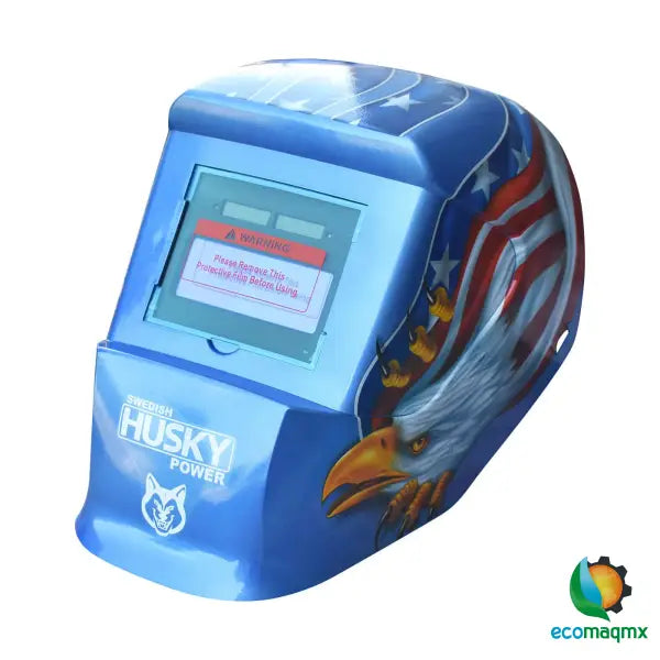 Careta electrónica HKC55 con sombra DIN 4–11, sensores duales, batería solar y diseño tipo águila. Protección profesional para soldadura MIG, TIG y MMA