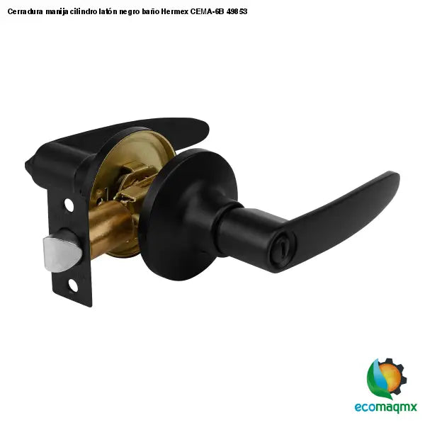 Cerradura manija cilindro latón negro baño Hermex CEMA-6B